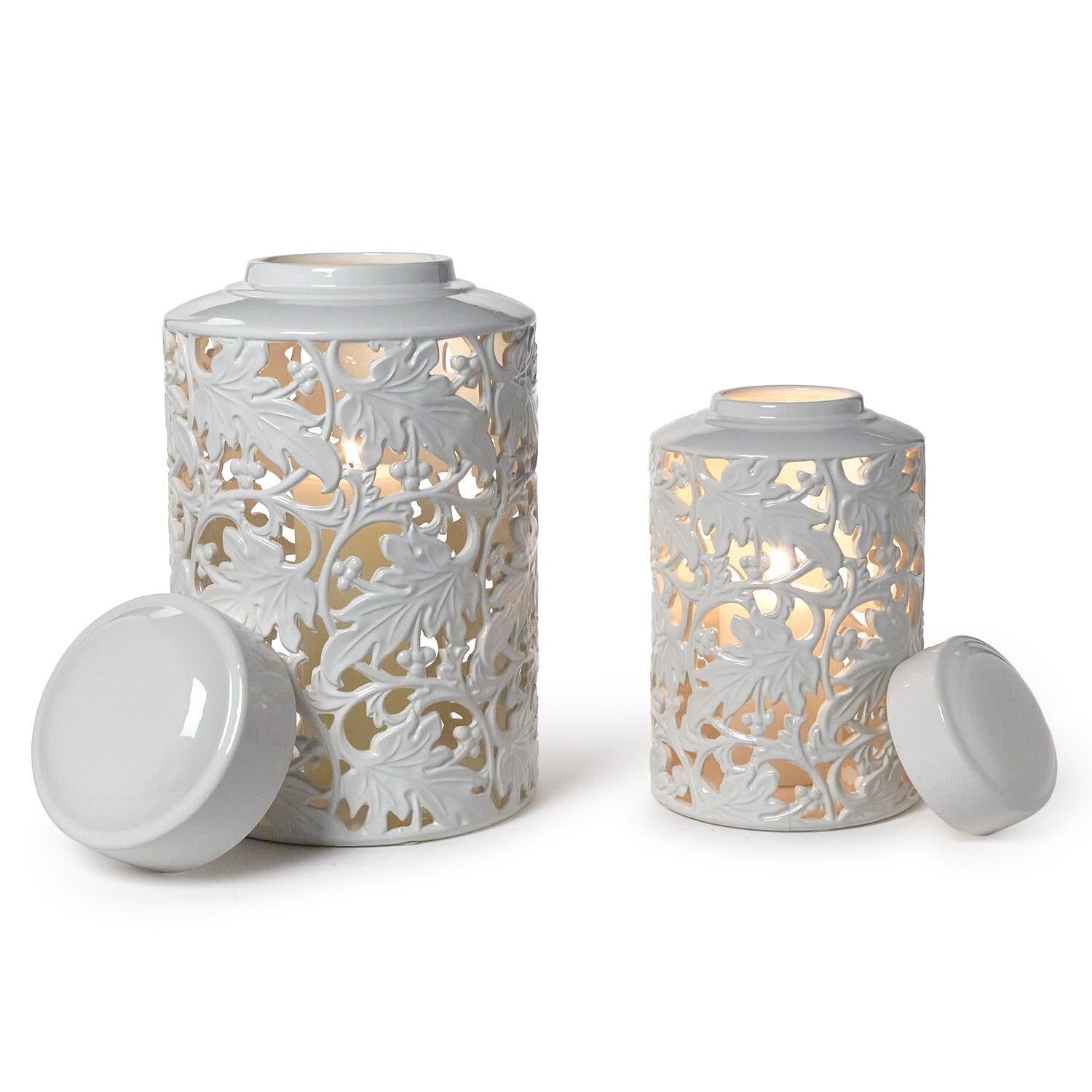 Leaf Covered Jar Set of 2