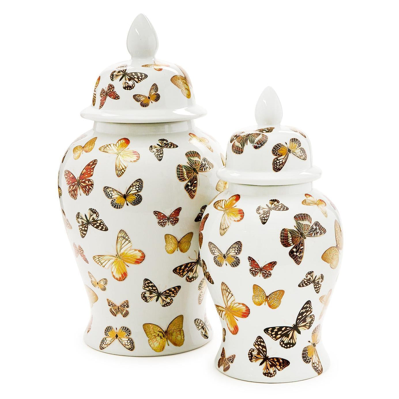 Butterfly Garden Covered Temple Jar Set of 2