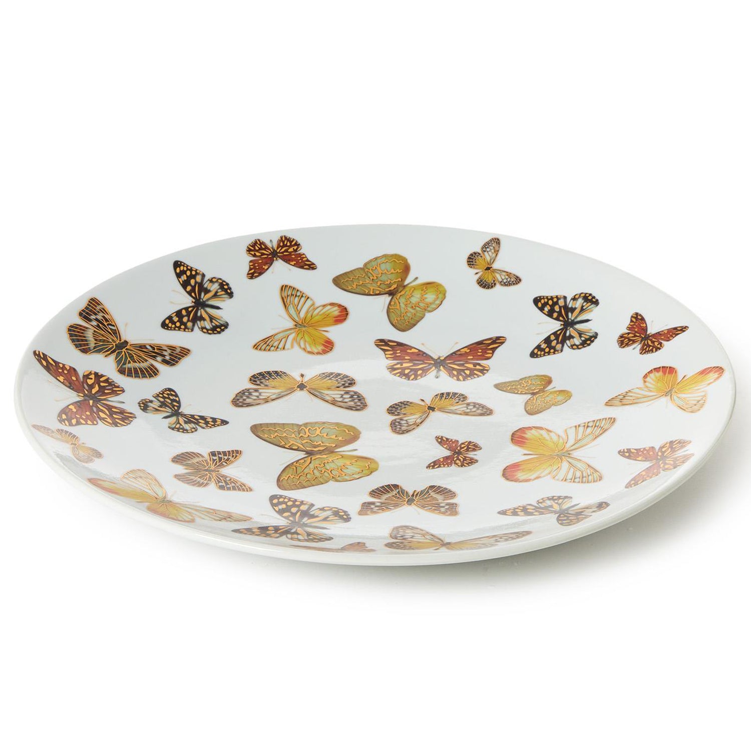 Butterfly Garden Decorative Plate with Golden Accents