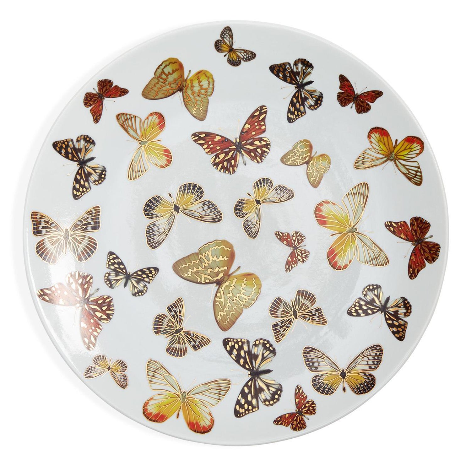 Butterfly Garden Decorative Plate with Golden Accents