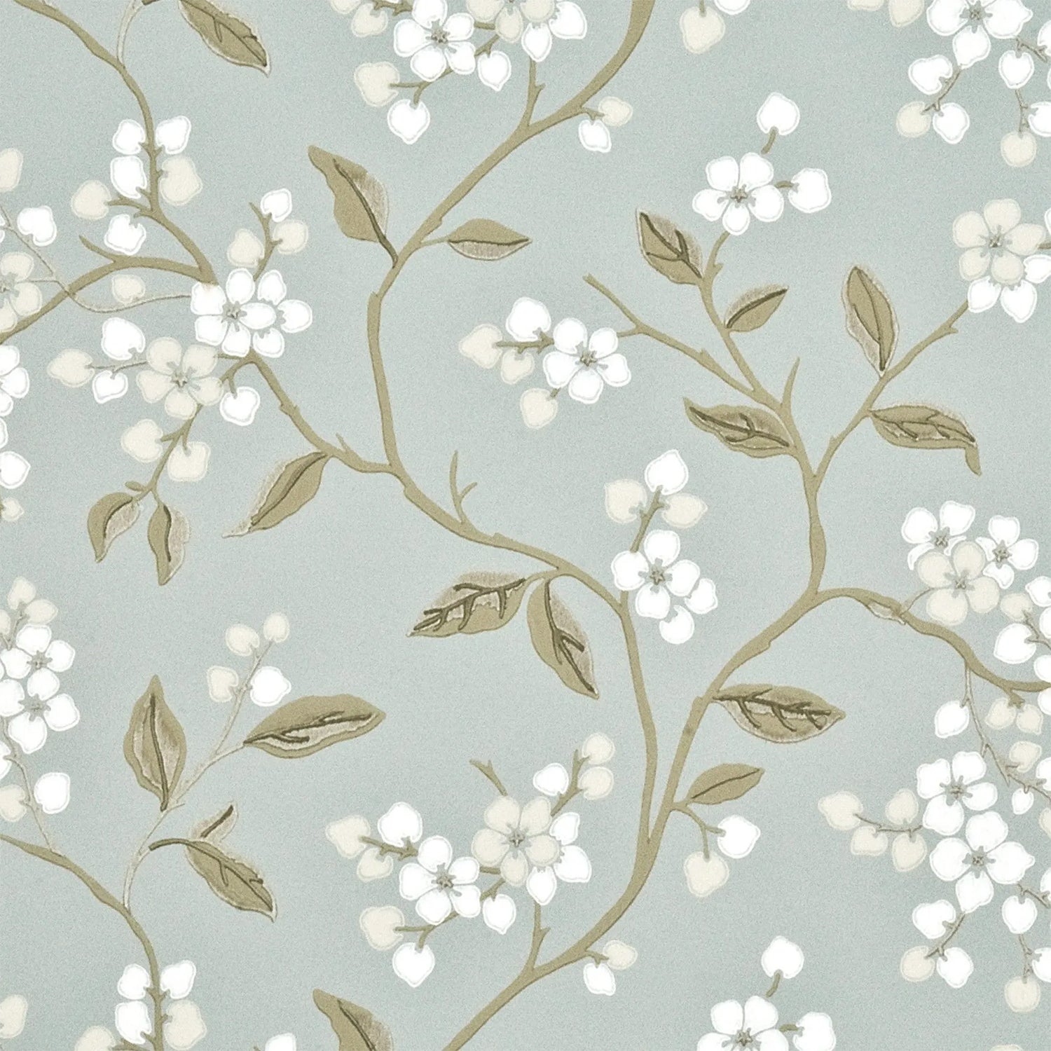 G P & J Baker Apple Blossom Aqua/Gilver Wallpaper