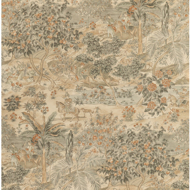 G P & J Baker Ramayana Woodsmoke Wallpaper