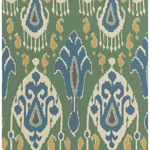 G P & J Baker Ikat Bokhara Emerald Wallpaper