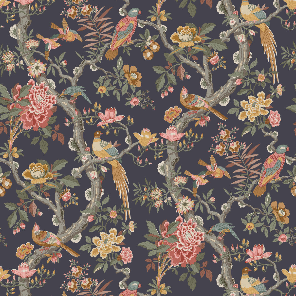 G P & J Baker Eltham Charcoal/Jewel Wallpaper