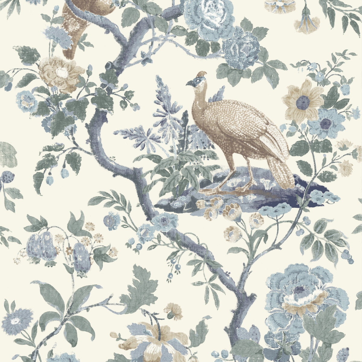 G P & J Baker Broughton Rose Blue Wallpaper