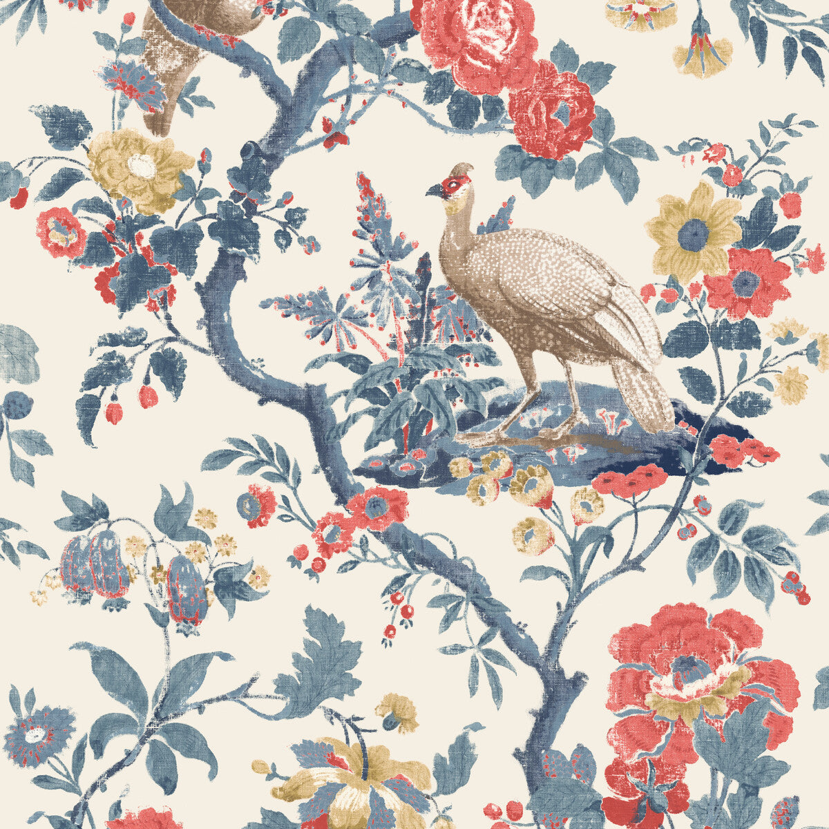 G P & J Baker Broughton Rose Indigo/Red Wallpaper