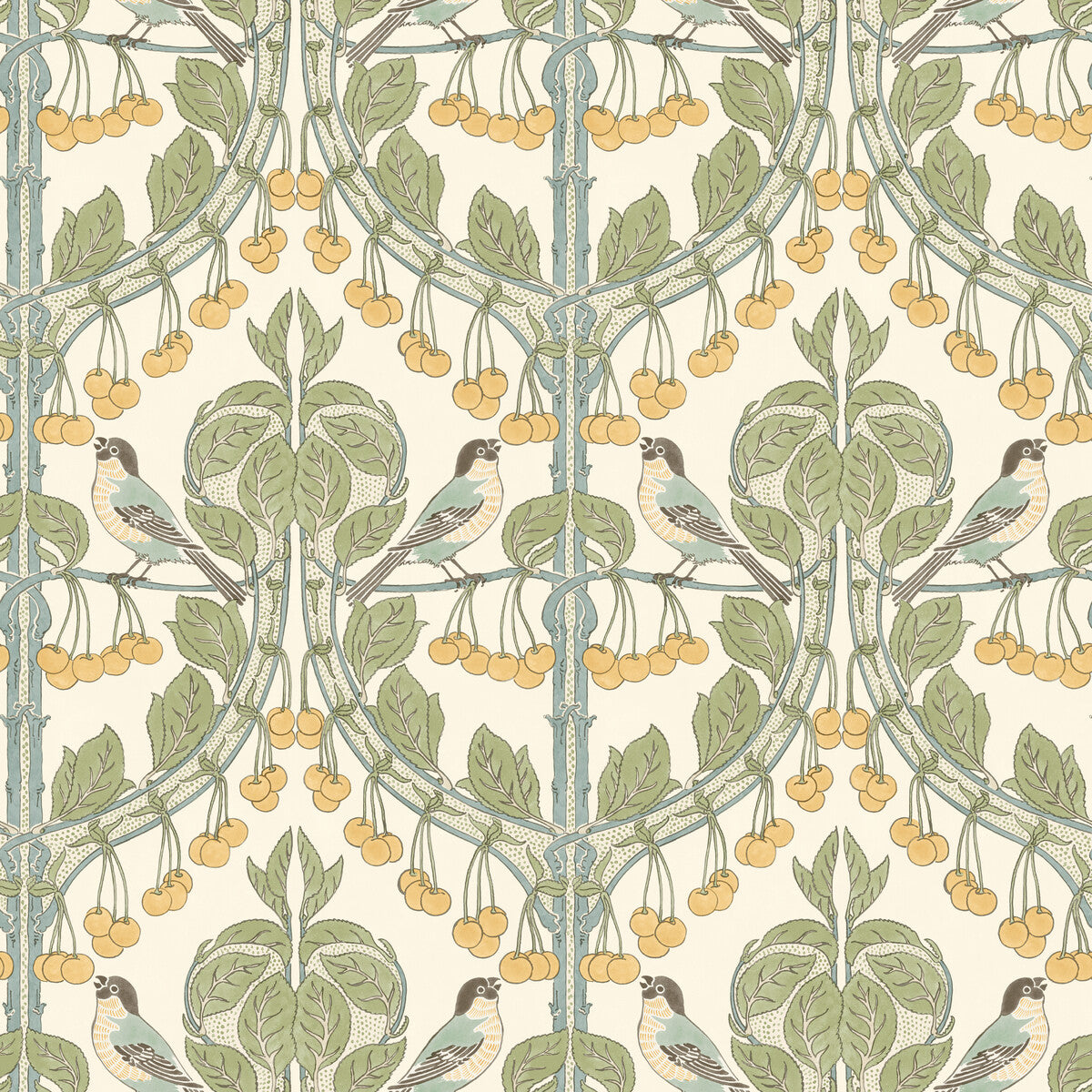 G P & J Baker Birds & Cherries Aqua Wallpaper