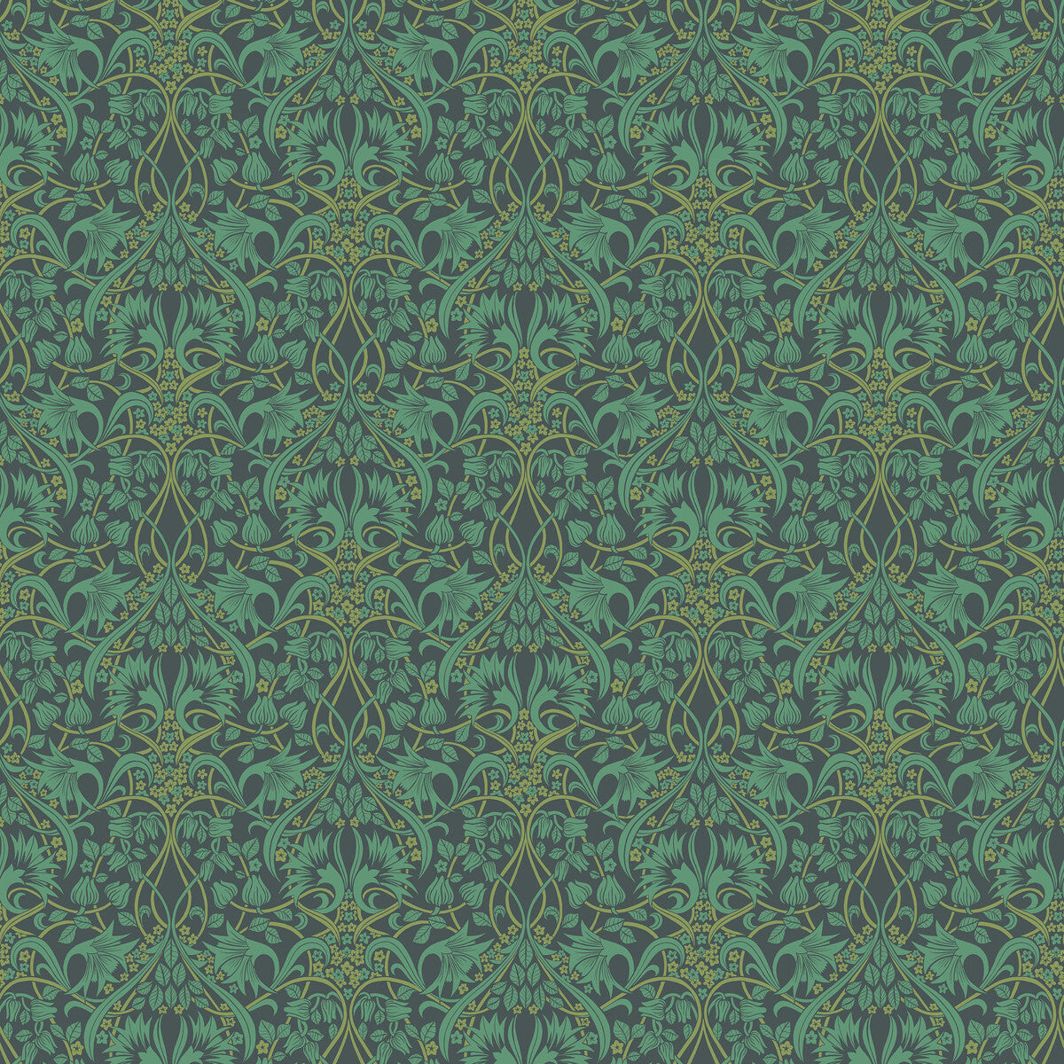 G P & J Baker Fritillerie Indigo/Teal Wallpaper