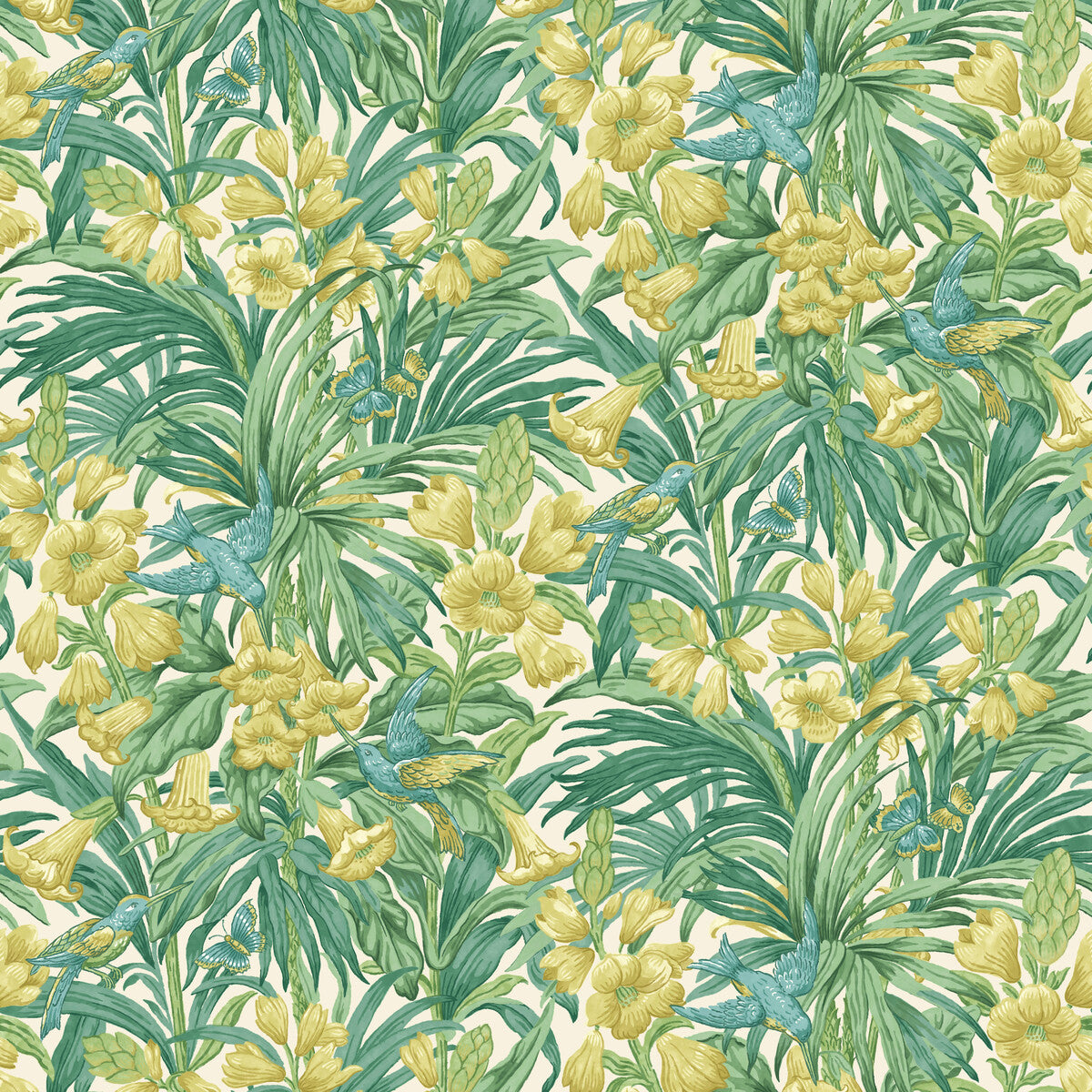 G P & J Baker Trumpet Flowers Emerald Wallpaper