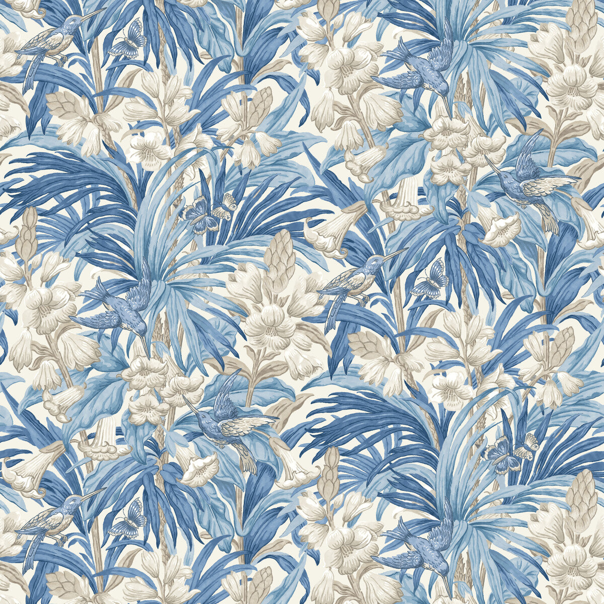 G P & J Baker Trumpet Flowers Blue Wallpaper