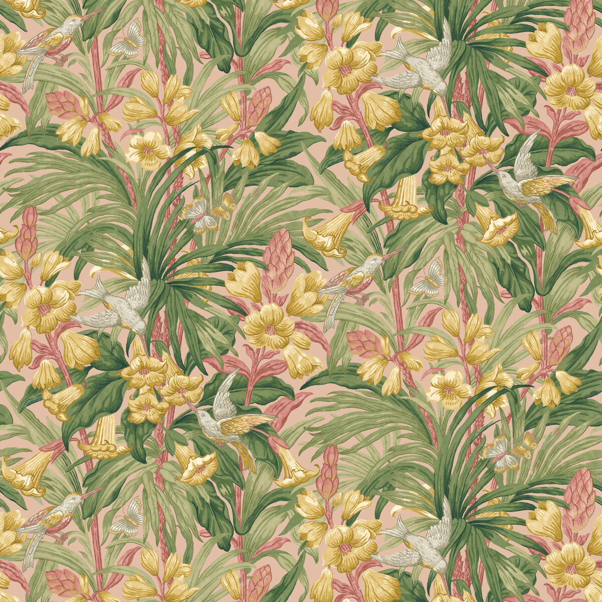 G P & J Baker Trumpet Flowers Blush Wallpaper