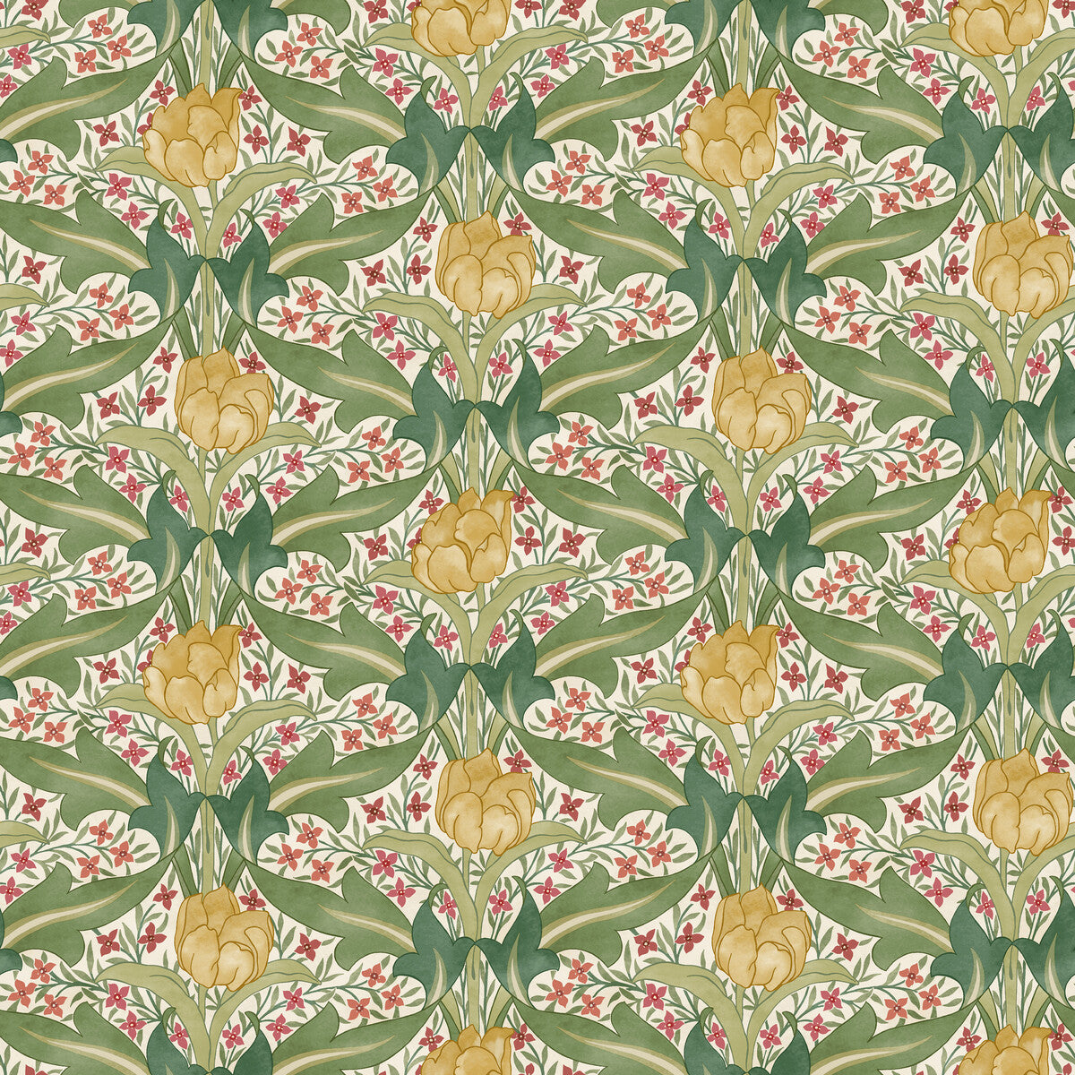 G P & J Baker Tulip & Jasmine Red/Green Wallpaper