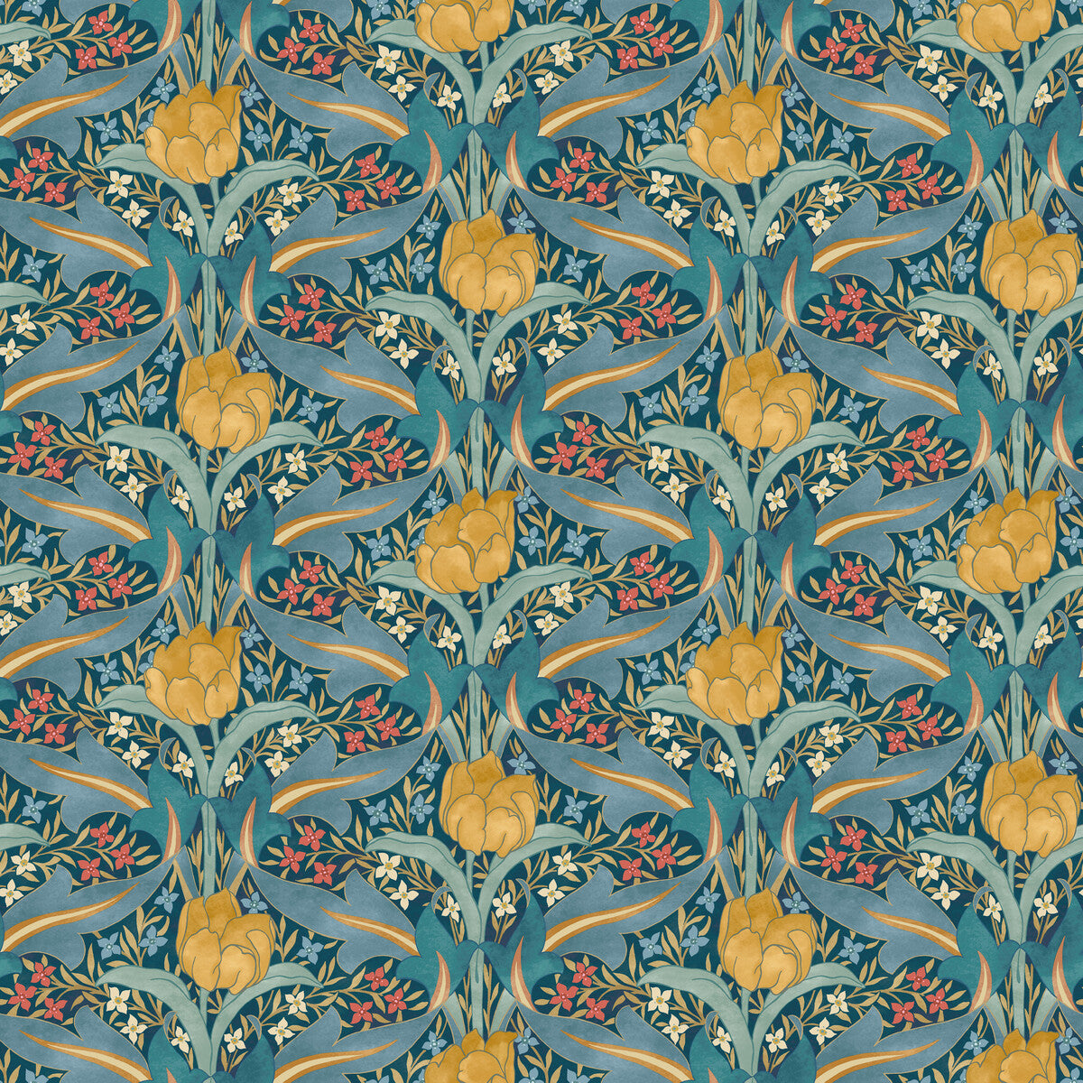 G P & J Baker Tulip & Jasmine Teal Wallpaper