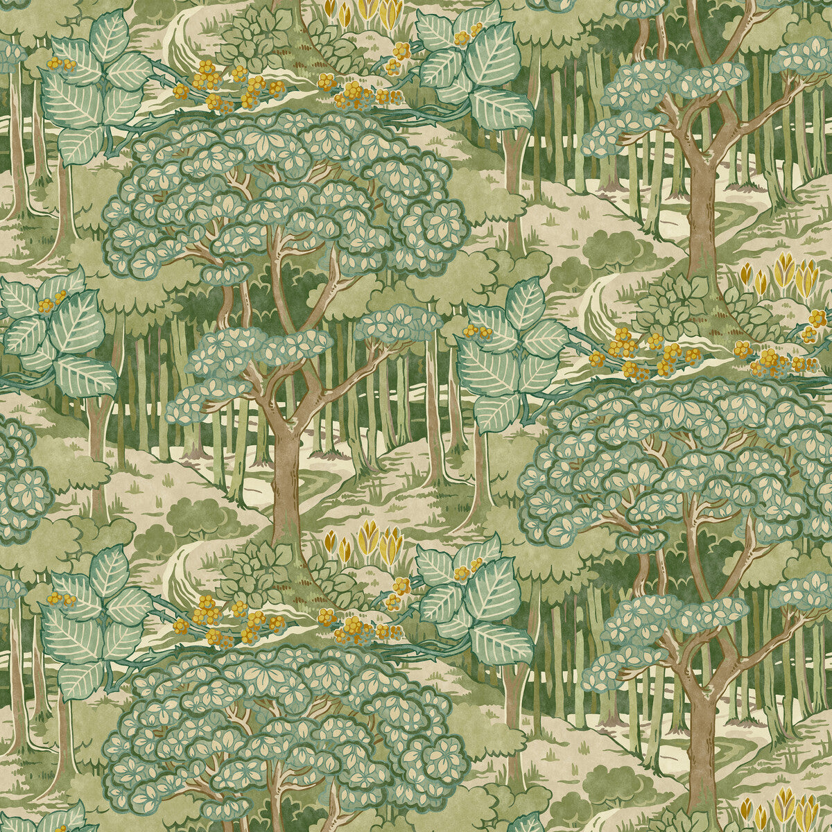 G P & J Baker Ruskin Green Wallpaper