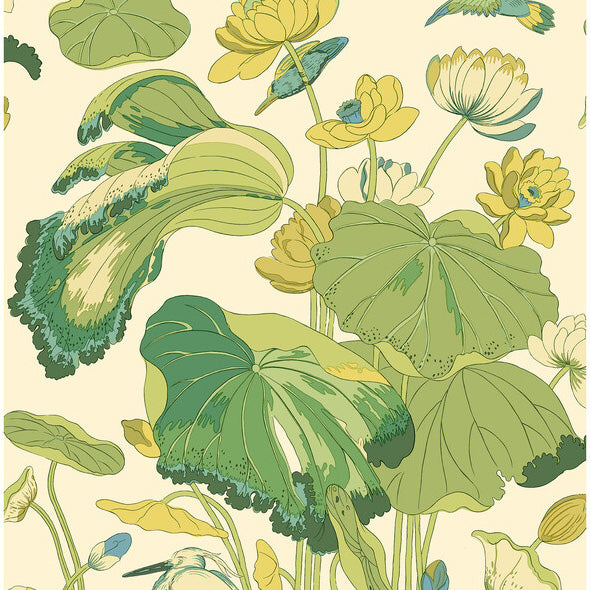 G P & J Baker Nympheus Emerald Wallpaper