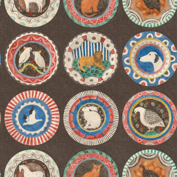 G P & J Baker Robinas Dinner Party Cocoa Wallpaper