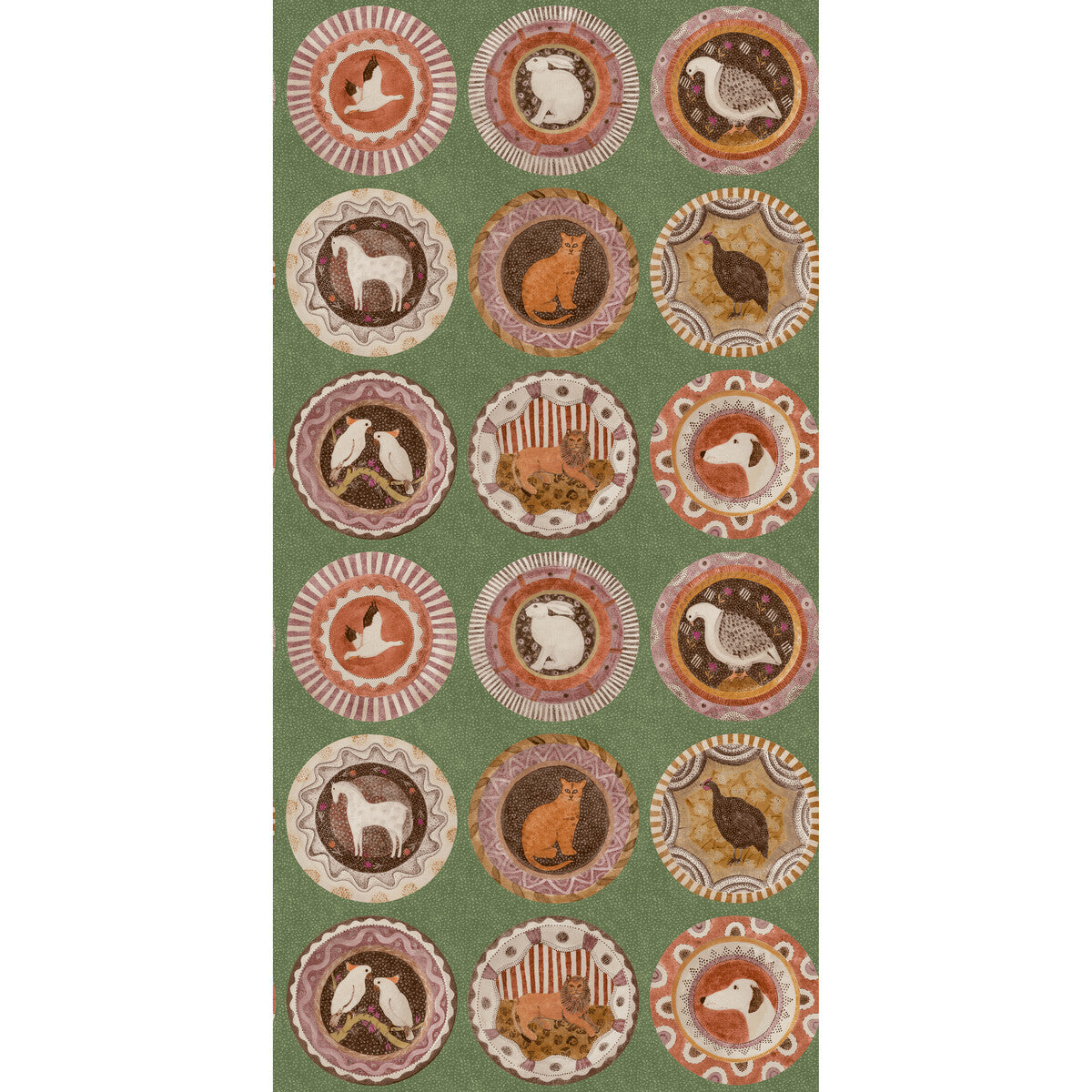 G P & J Baker Robinas Dinner Party Green Wallpaper