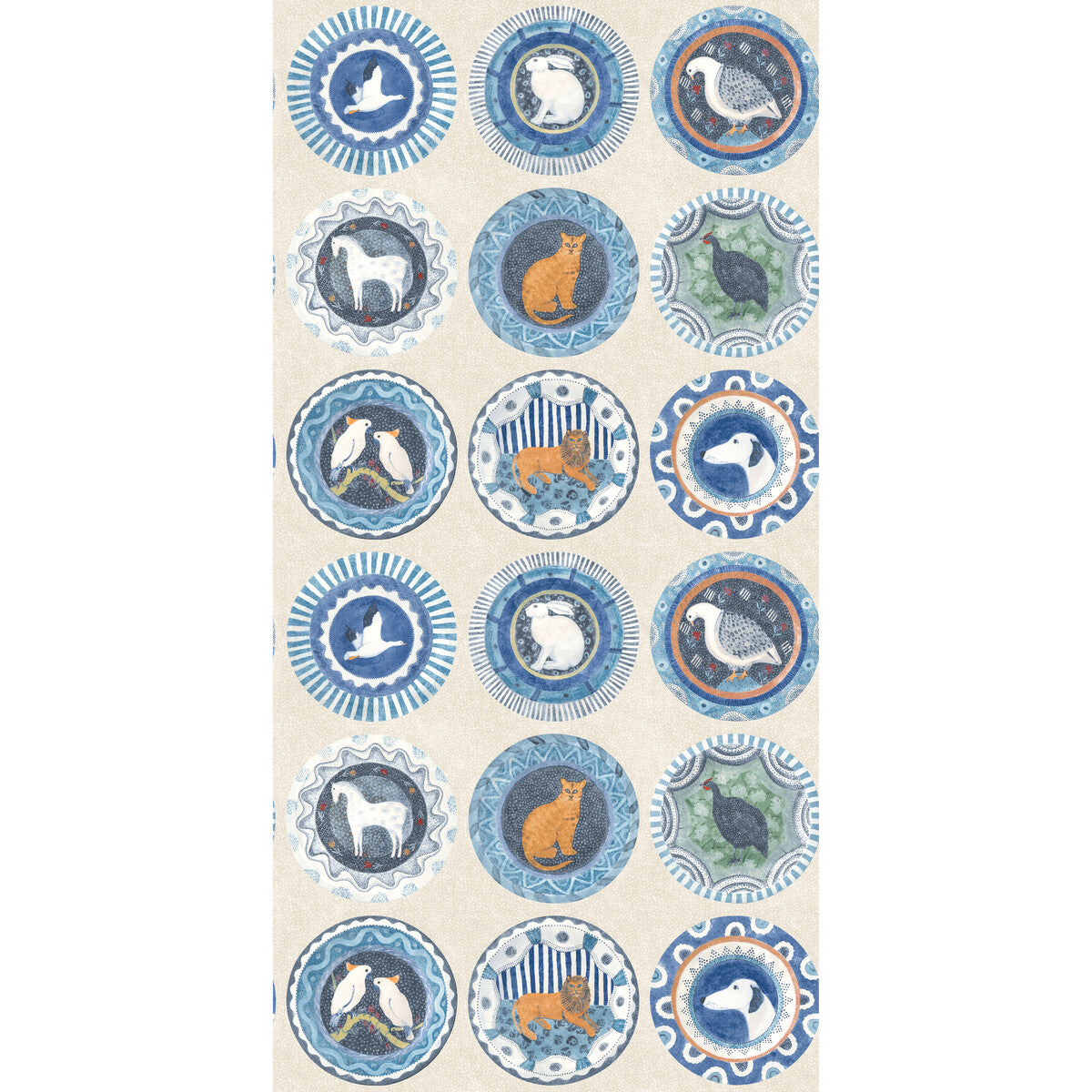 G P & J Baker Robinas Dinner Party Blue Wallpaper