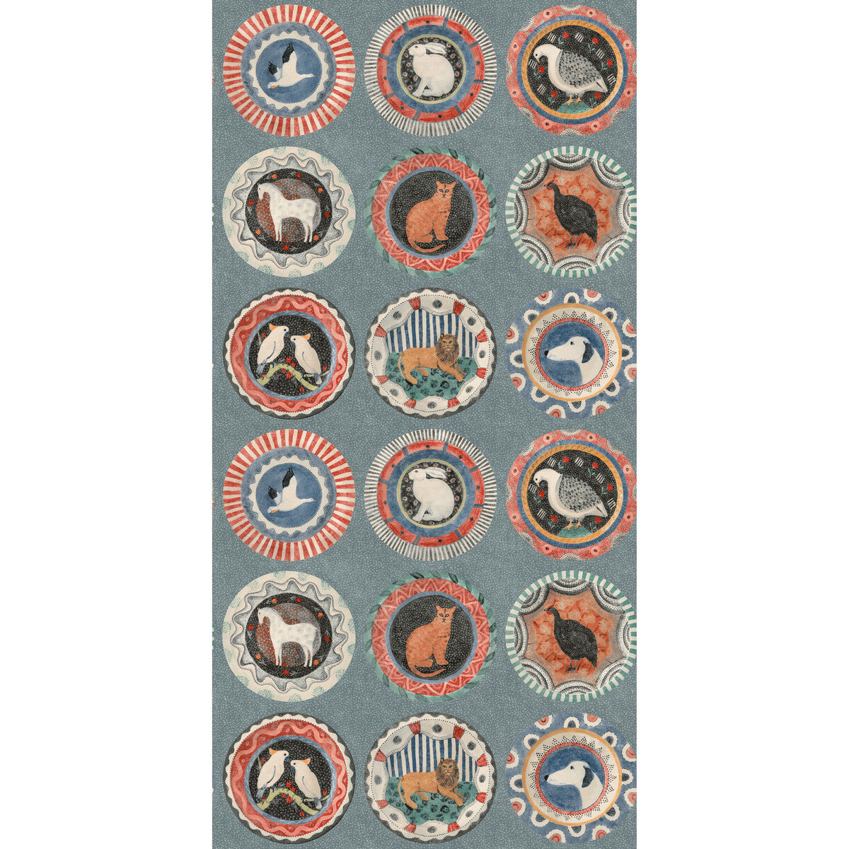 G P & J Baker Robinas Dinner Party Teal Wallpaper