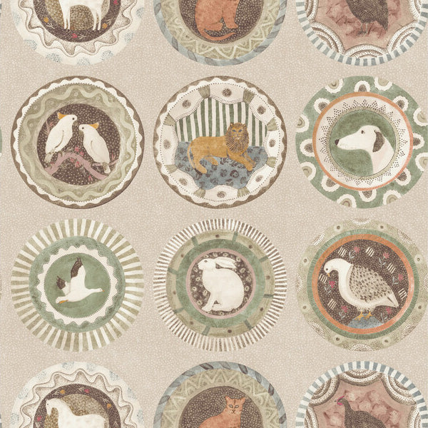 G P & J Baker Robinas Dinner Party Sage Wallpaper