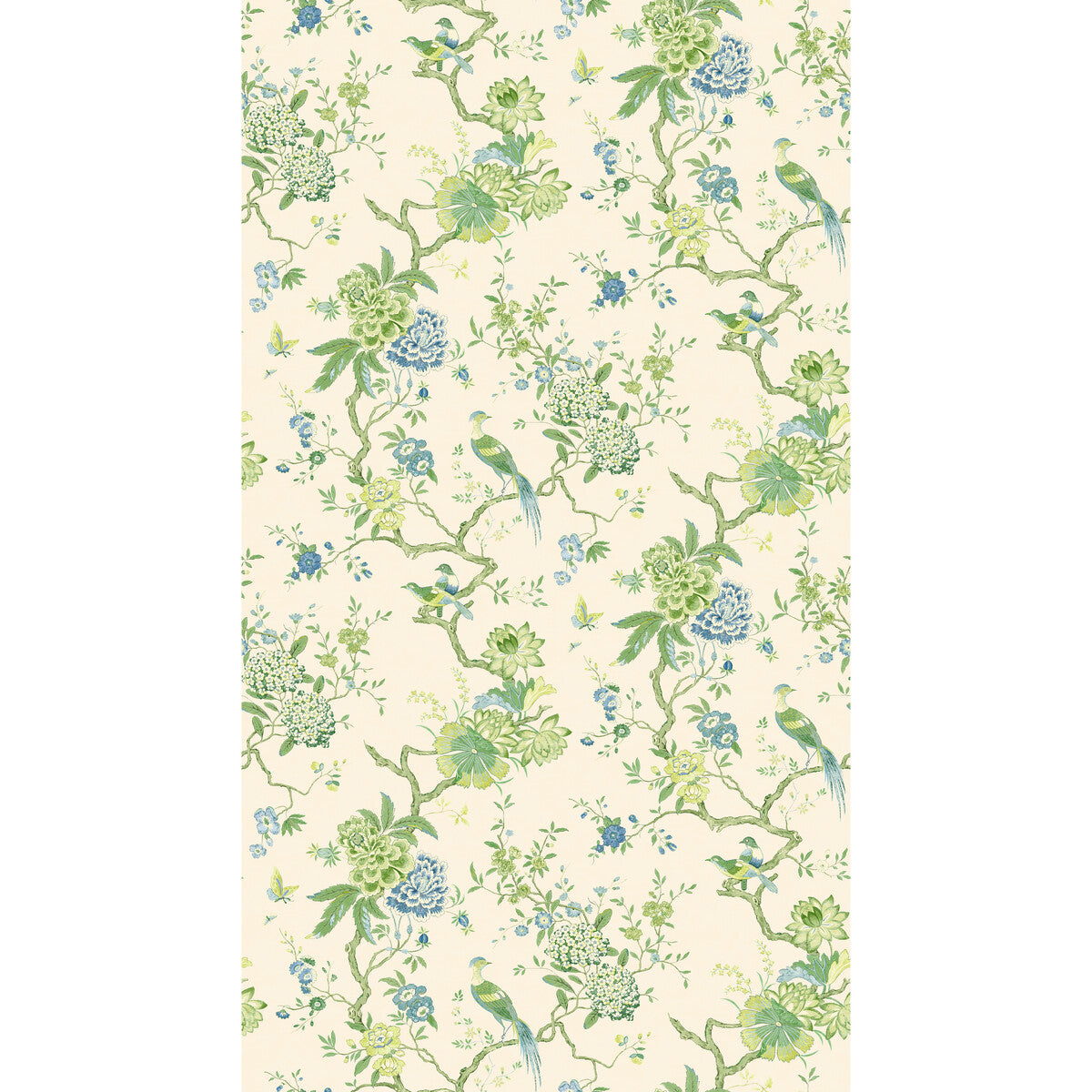 G P & J Baker Oriental Bird Green/Blue Wallpaper