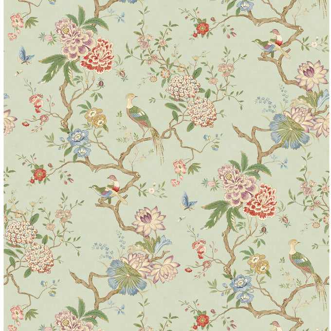 G P & J Baker Oriental Bird Eau De Nil Wallpaper