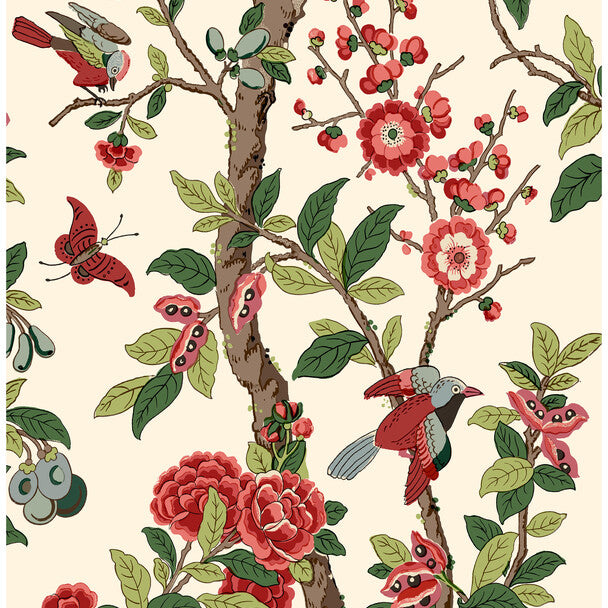 G P & J Baker Eldon Red/Green Wallpaper