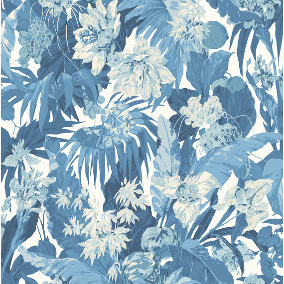G P & J Baker Tropical Floral Blue Wallpaper