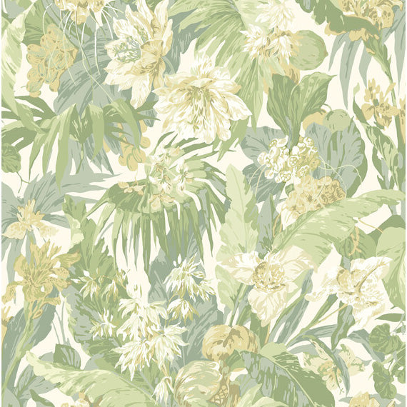 G P & J Baker Tropical Floral Soft Green Wallpaper