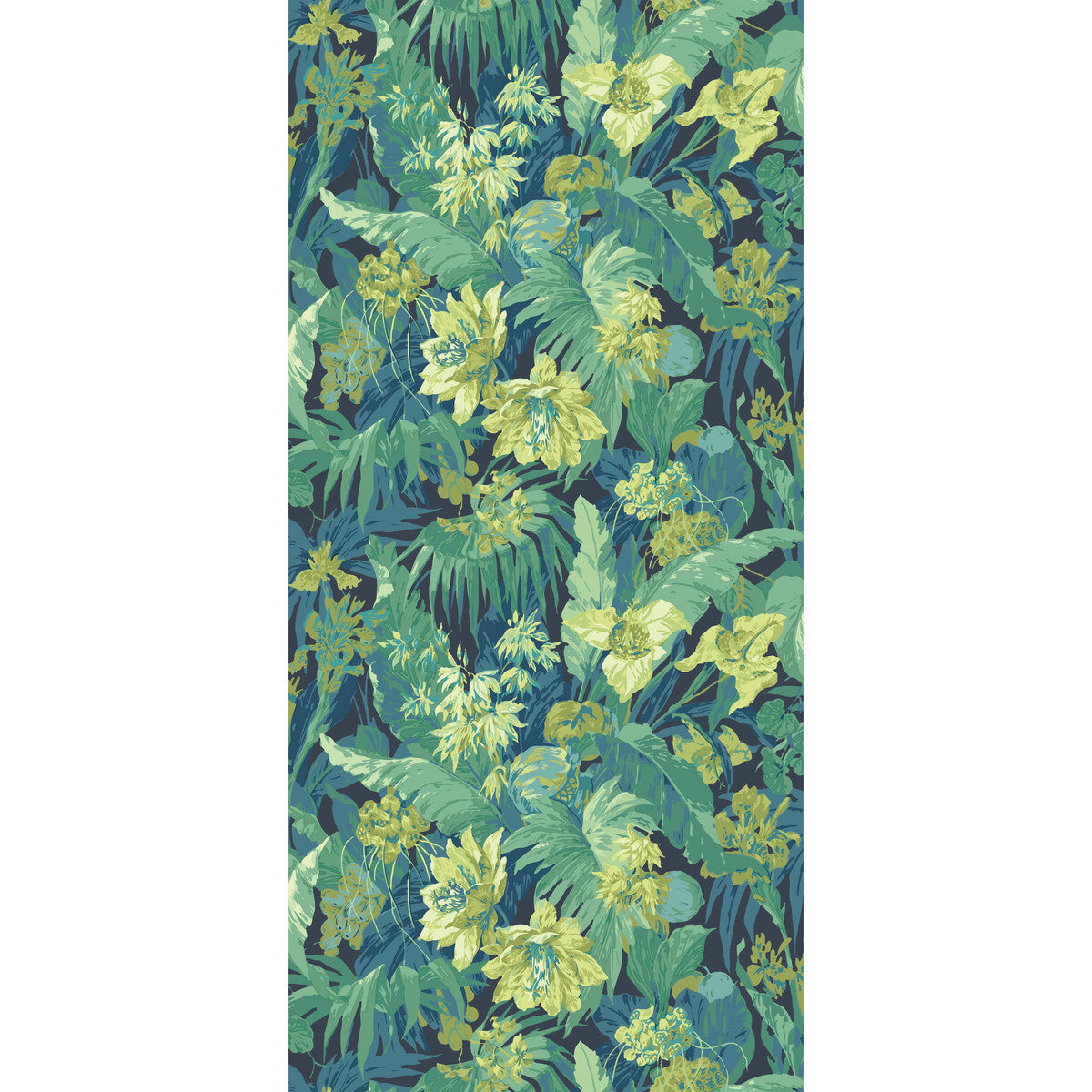 G P & J Baker Tropical Floral Indigo/Teal Wallpaper