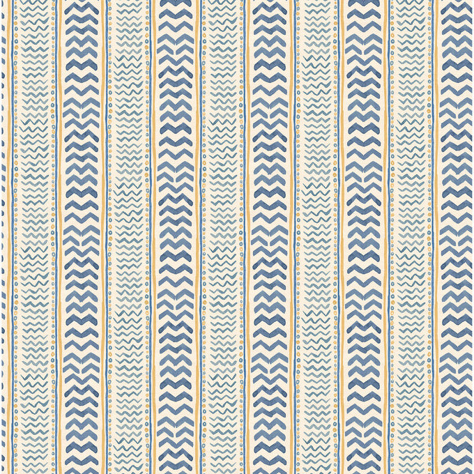 G P & J Baker Wriggle Room Blue/Yellow Wallpaper