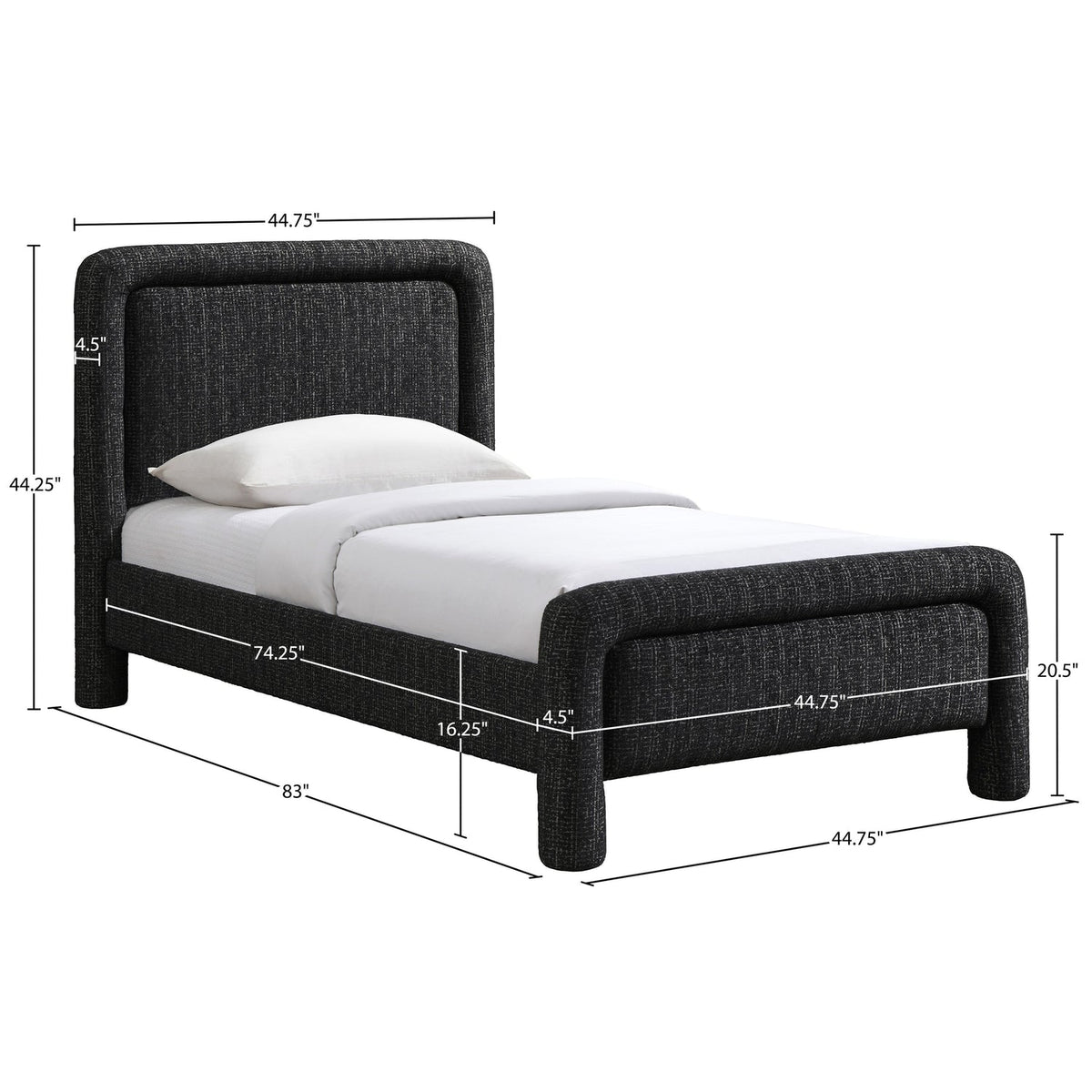 Baylor Black Fabric Withinterwoven Chenille Upholstered Bed