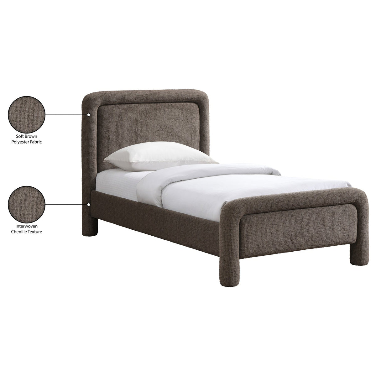 Baylor Brown Fabric Withinterwoven Chenille Upholstered Bed