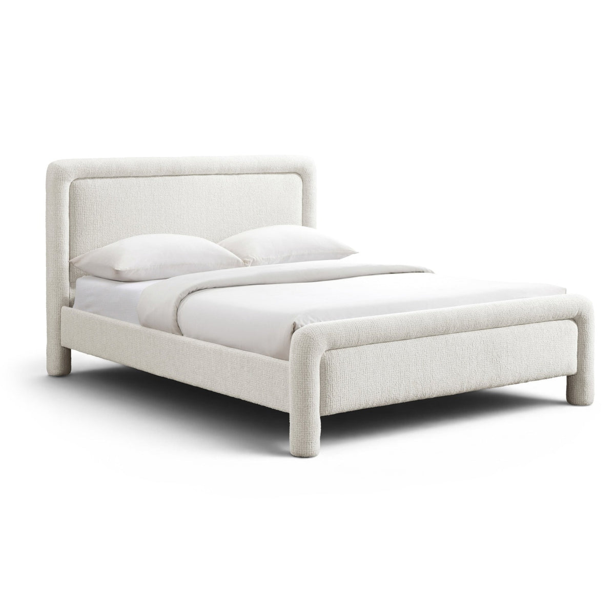 Baylor Cream Fabric Withinterwoven Chenille Upholstered Bed