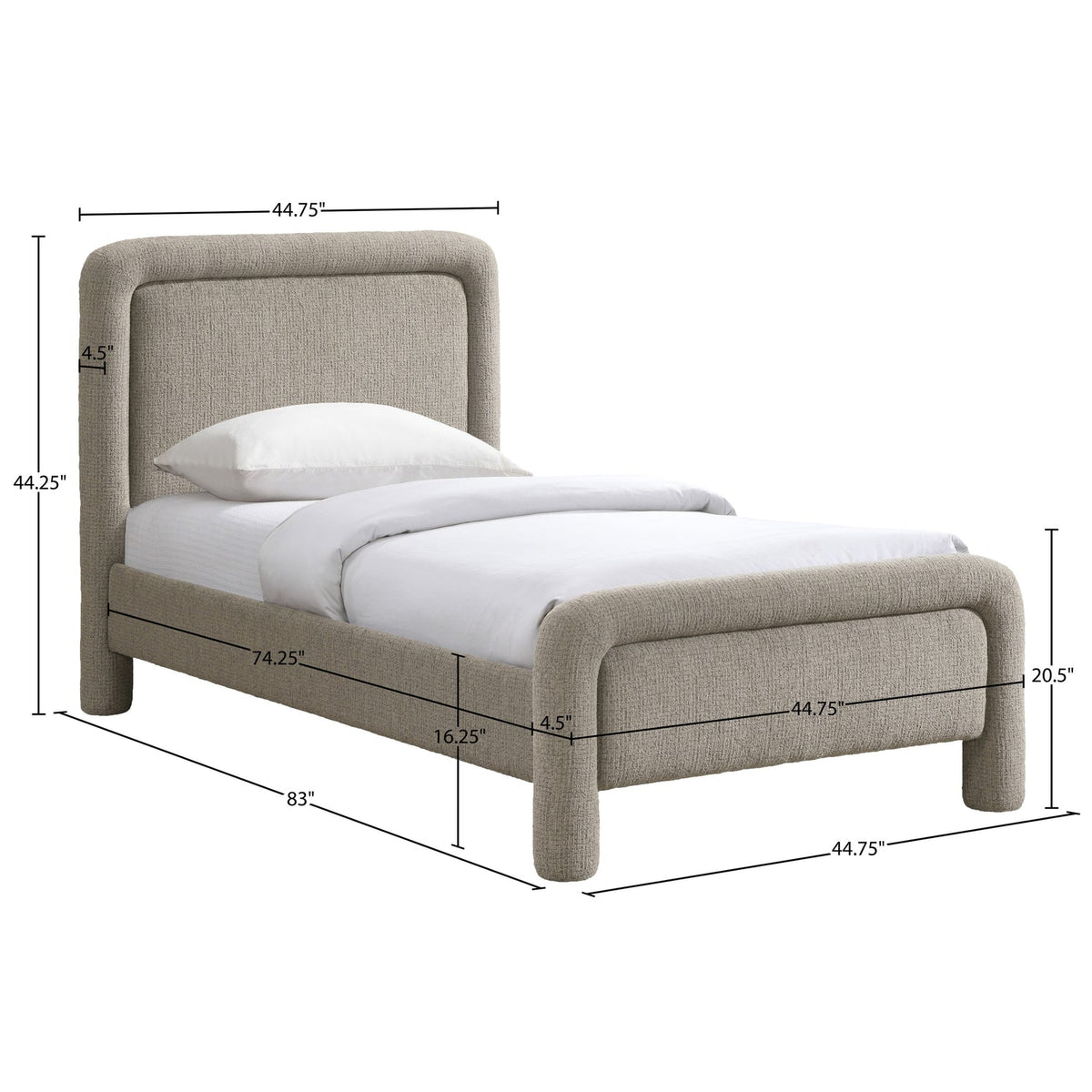 Baylor Taupe Fabric Withinterwoven Chenille Upholstered Bed