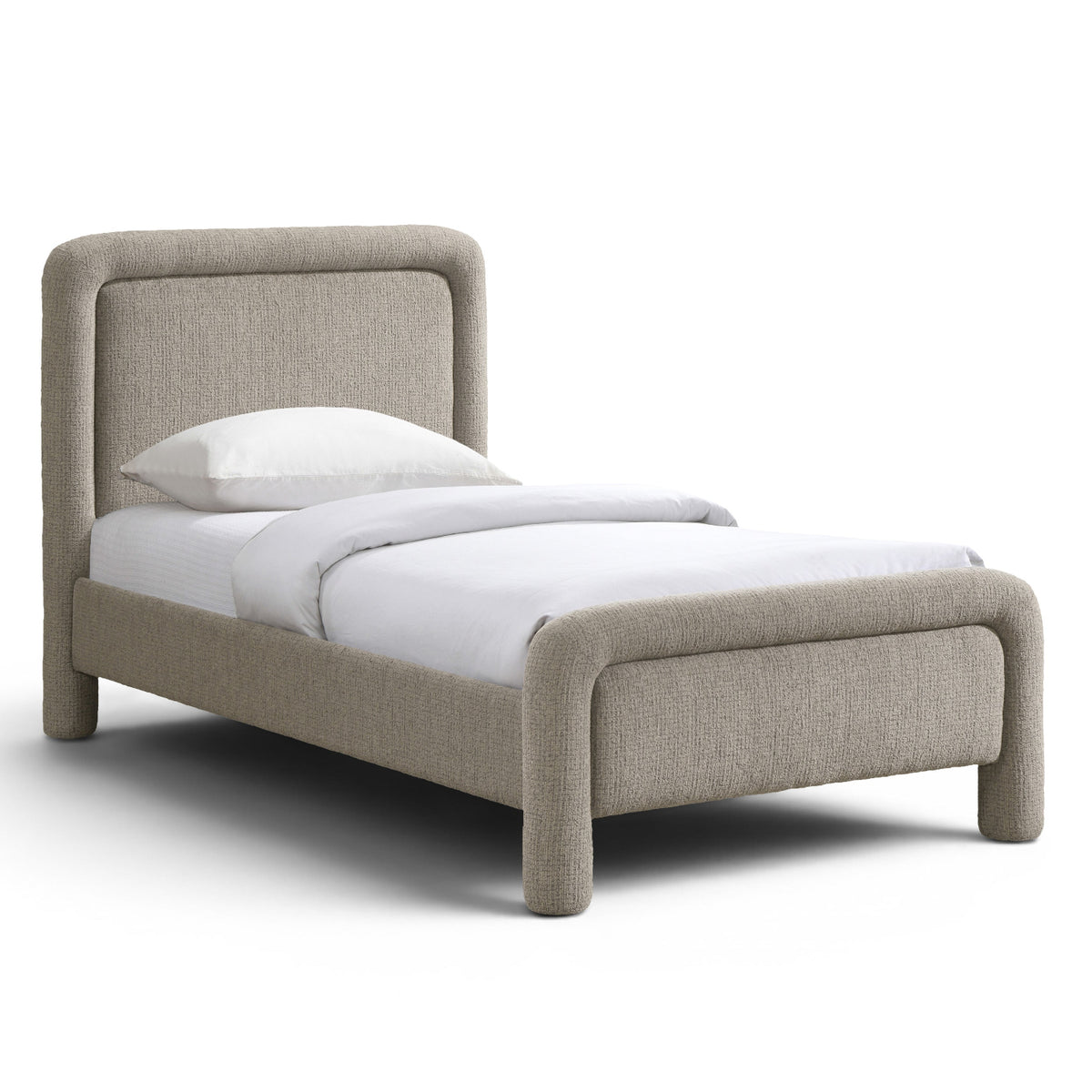Baylor Taupe Fabric With Interwoven Chenille Upholstered Bed in taupe interwoven polyester fabric, primary product view