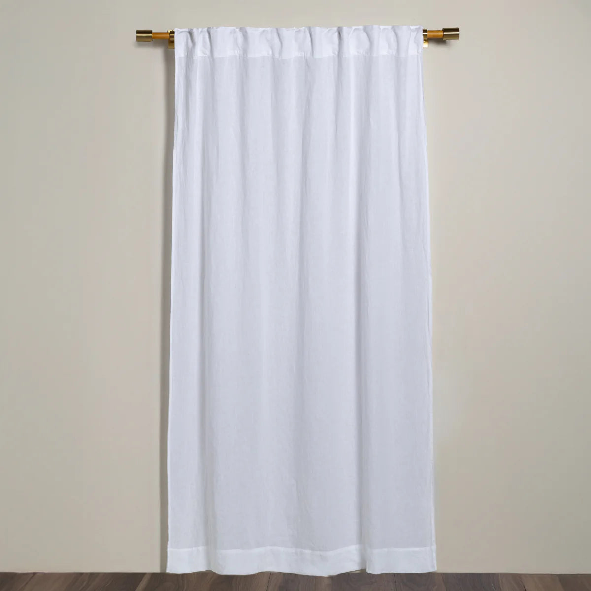 Bella Notte Linen Midweight Curtain Panel in midweight linen, shown draped in soft folds at the window
