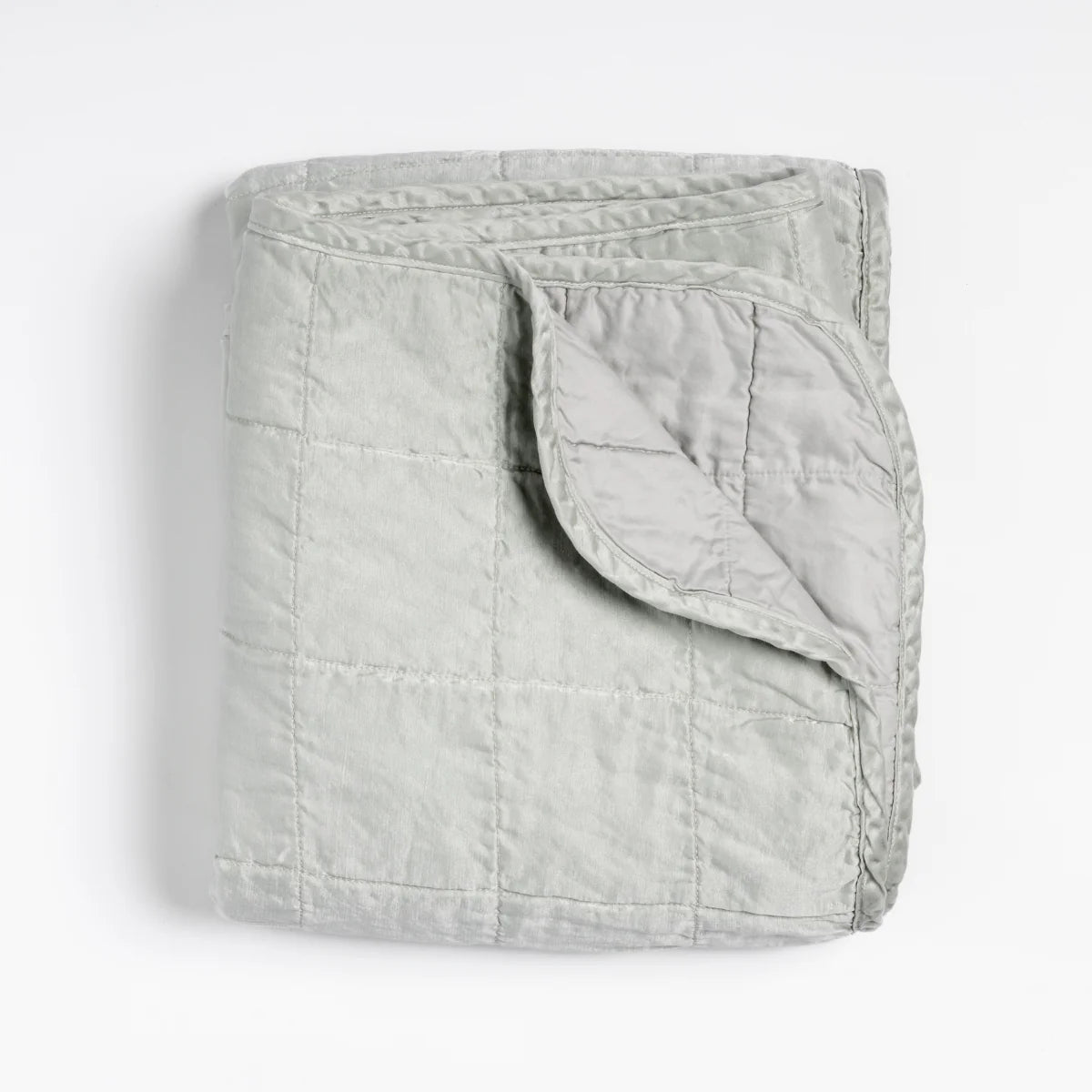 Bella Notte Sel Throw Blanket in quilted charmeuse, flat-lay showing the full throw blanket