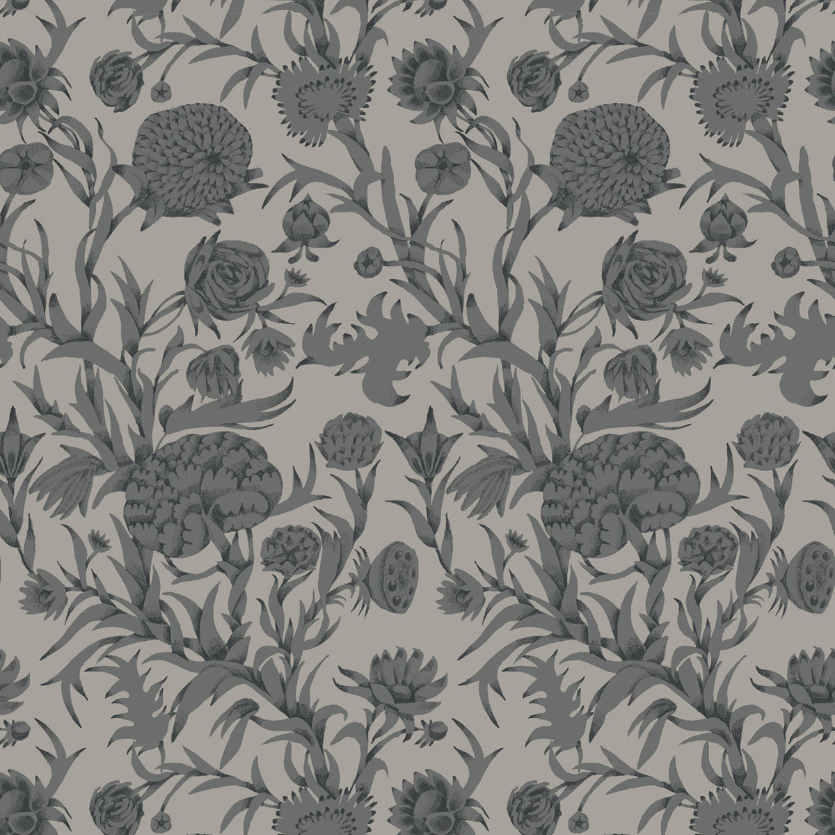Mitchell Black Blooming Thicket Wallpaper