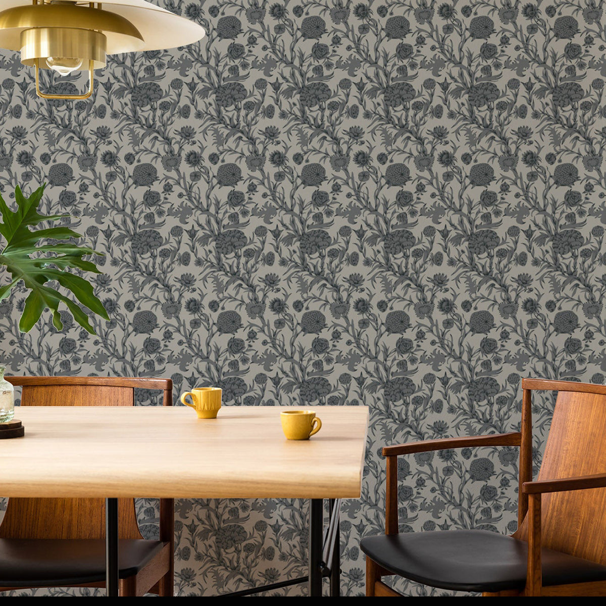 Mitchell Black Blooming Thicket Wallpaper