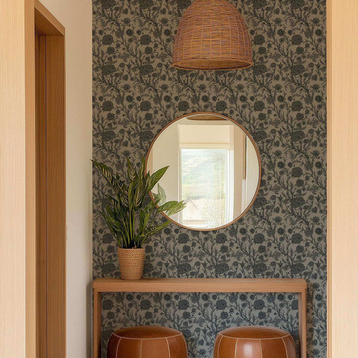 Mitchell Black Blooming Thicket Wallpaper
