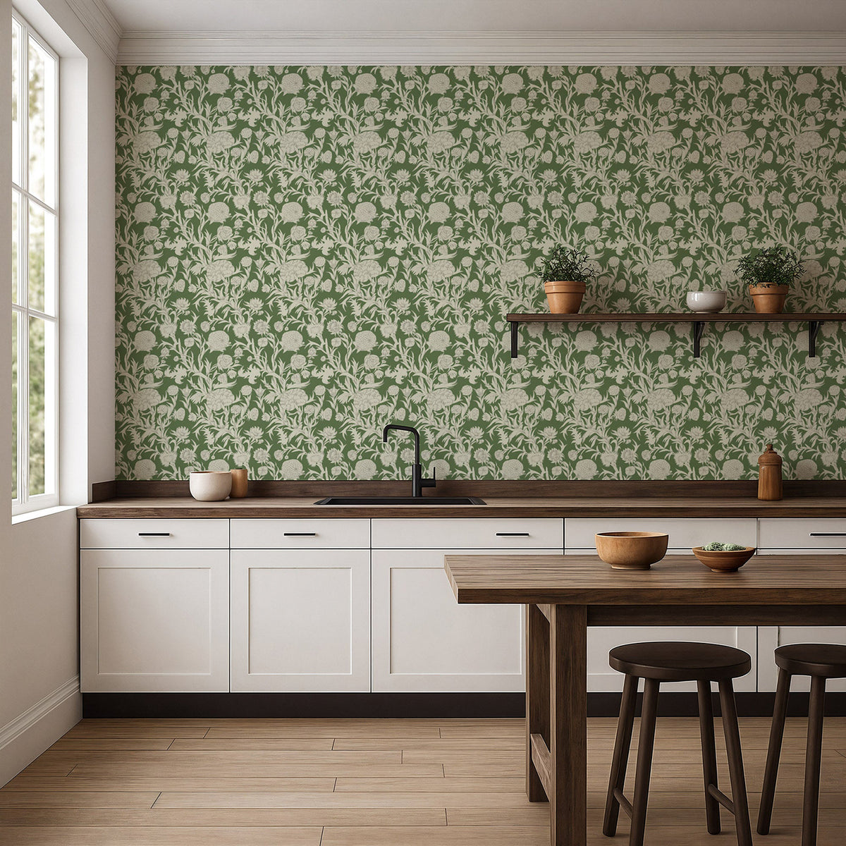 Mitchell Black Blooming Thicket Wallpaper