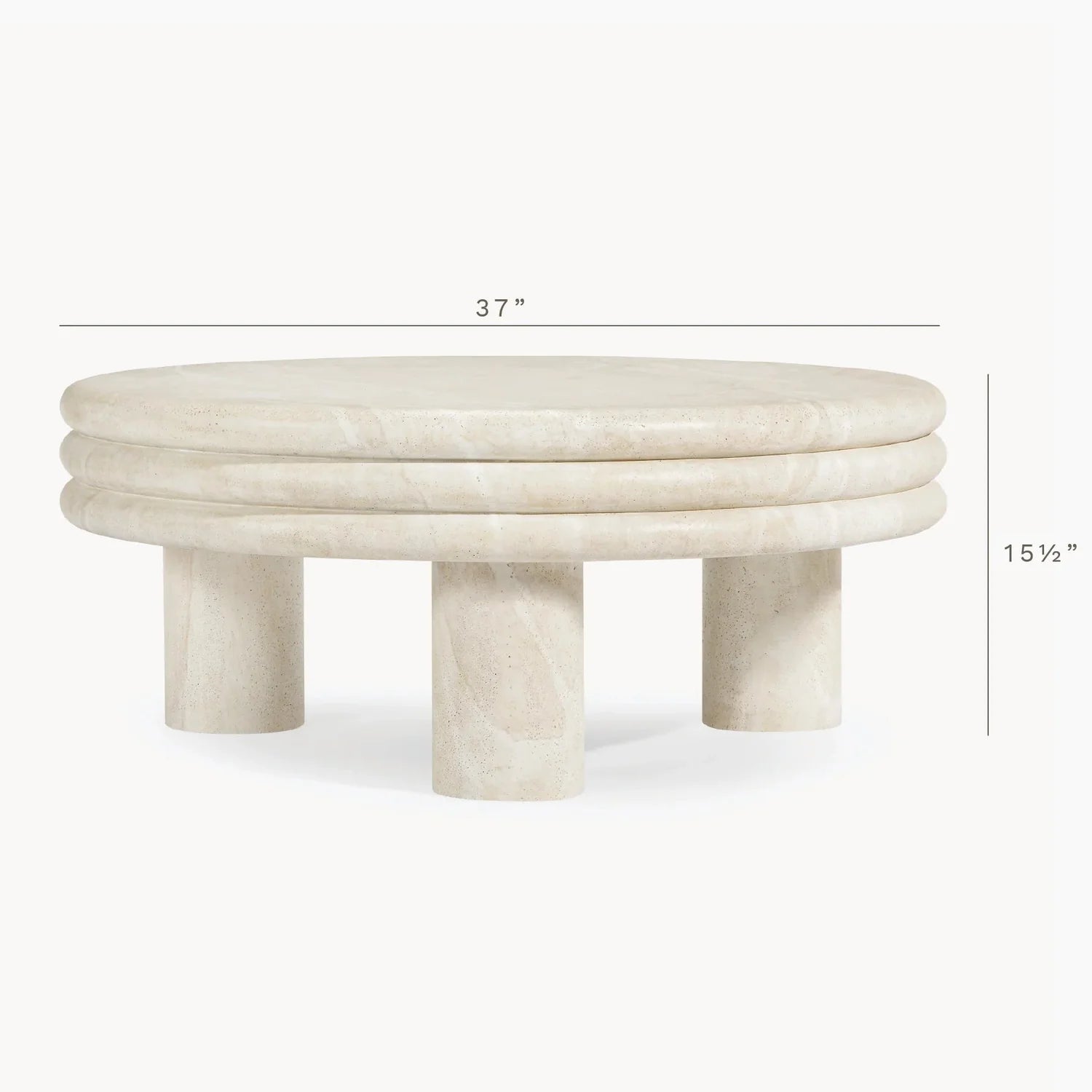 Button Atelier x Co. House Designs Brittny Light Travertine Coffee Table