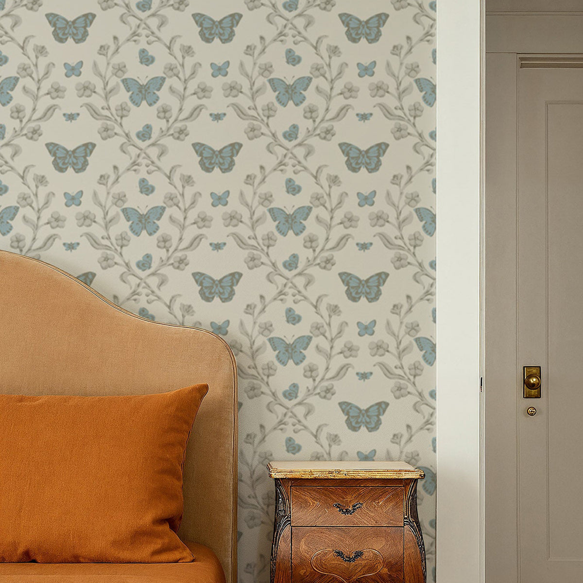 Mitchell Black Butterfly Garden Wallpaper