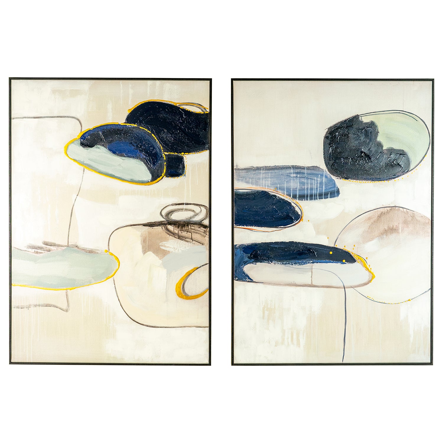 Abstract Landscapes Wall Art Set of 2 Paynes Gray