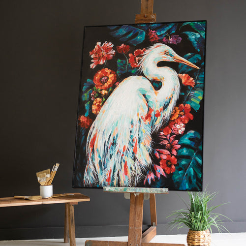 Heron With Flowers Wall Art