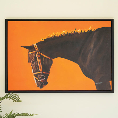 Horse with Orange Background Framed Artwork