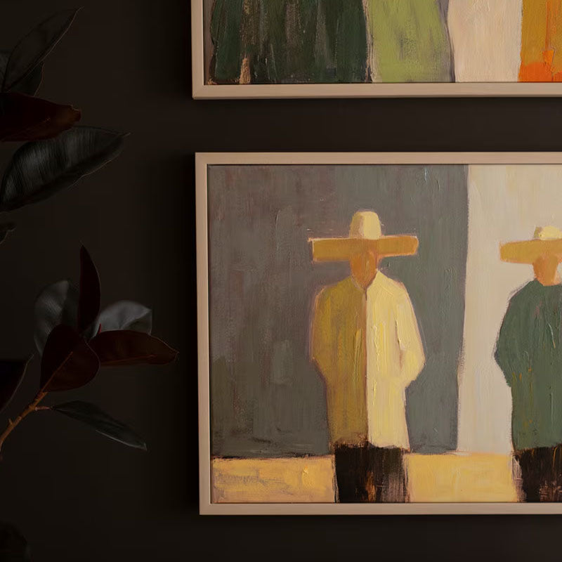 Men and Women in Hats Framed Artwork Set of 2