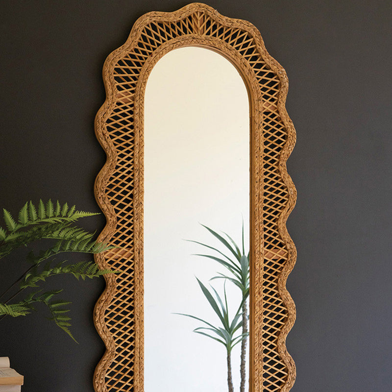 Squiggle Rattan Framed Rectangle Wall Mirror