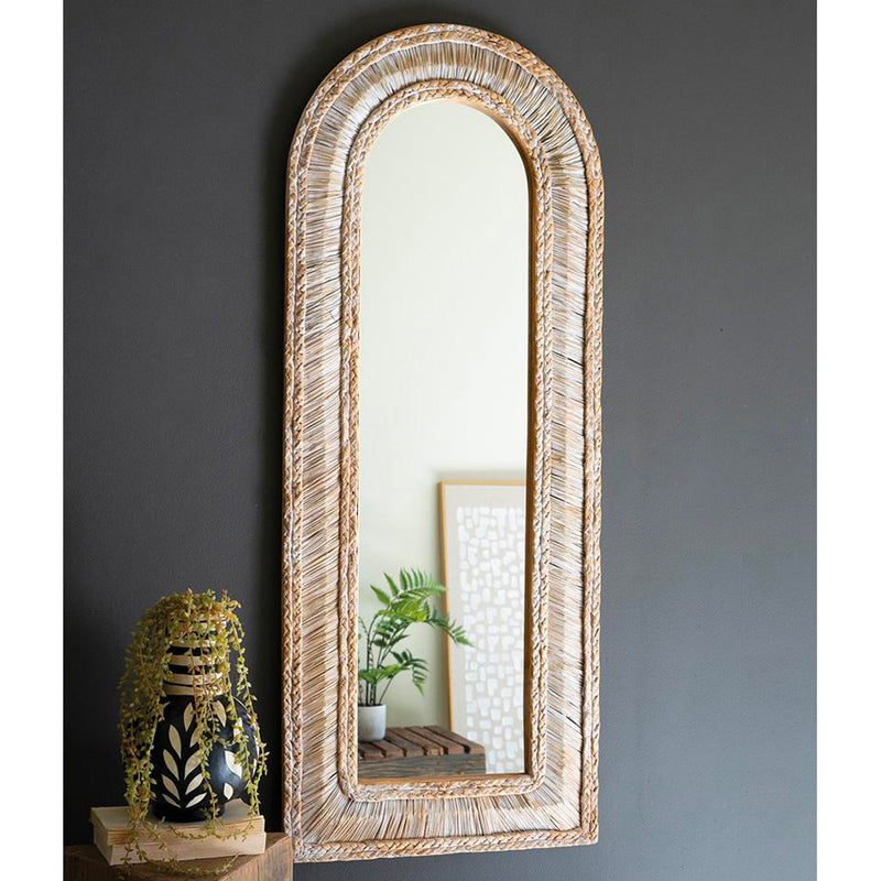 Arched Seagrass Framed Wall Mirror